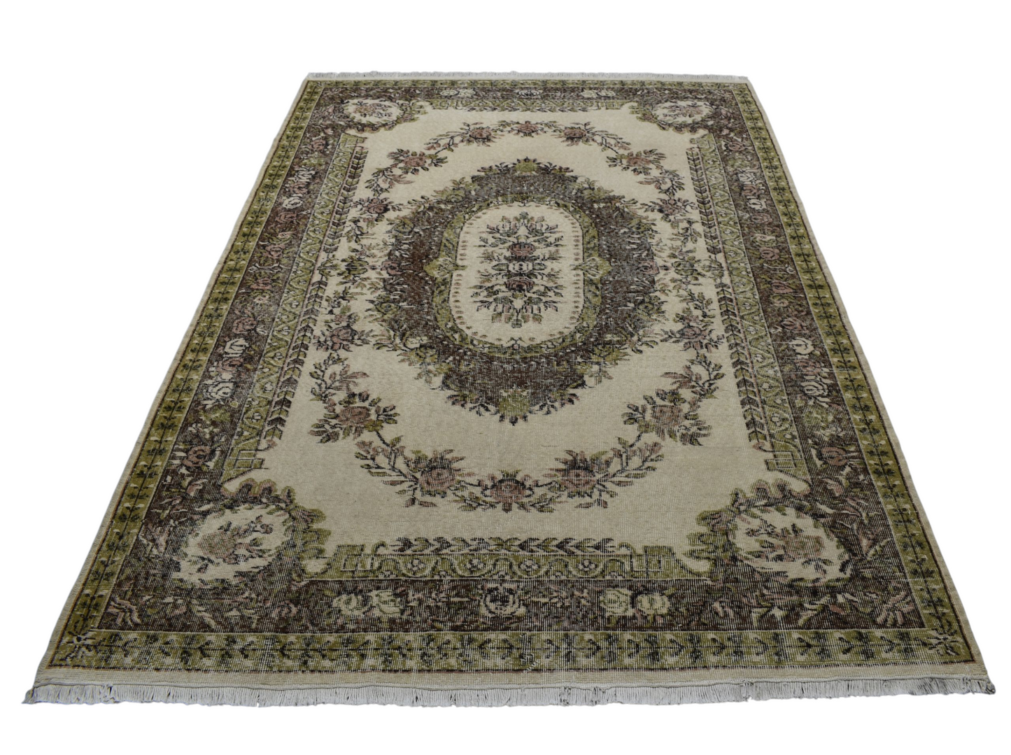 Kilim Antik 6m2 El Dokuma Aubusson Eskitme Yün Salon Halısı 0791 - Vintage - Çok Renkli