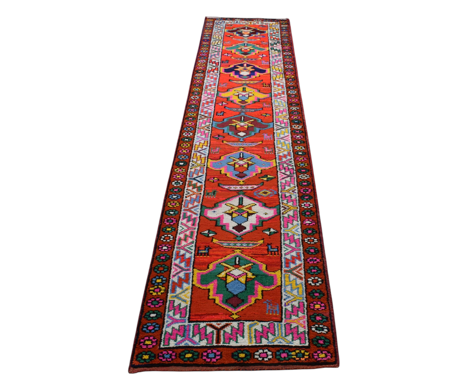 Kilim Antik El Dokuma Herki Yolluk Bukleli Pamuklu Yün Halı 0792 - Yeni - Çok Renkli