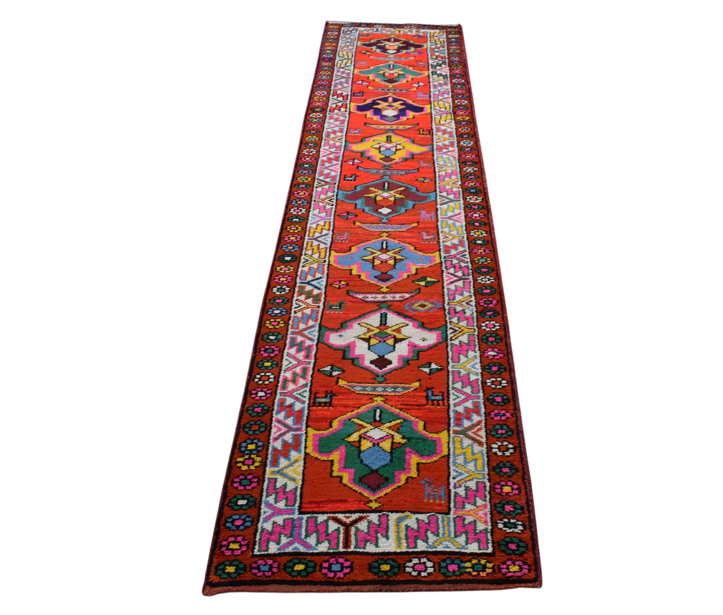 Kilim Antik El Dokuma Herki Yolluk Bukleli Pamuklu Yün Halı 0792 - Yeni - Çok Renkli