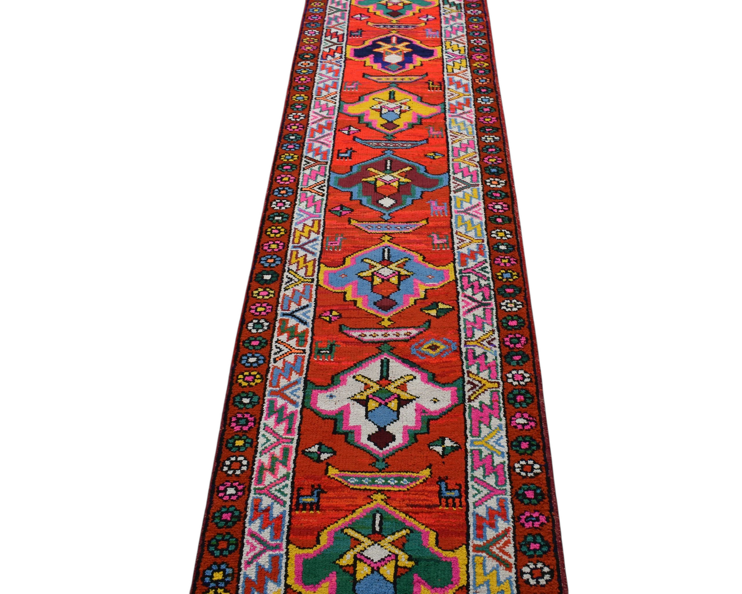 Kilim Antik El Dokuma Herki Yolluk Bukleli Pamuklu Yün Halı 0792 - Yeni - Çok Renkli