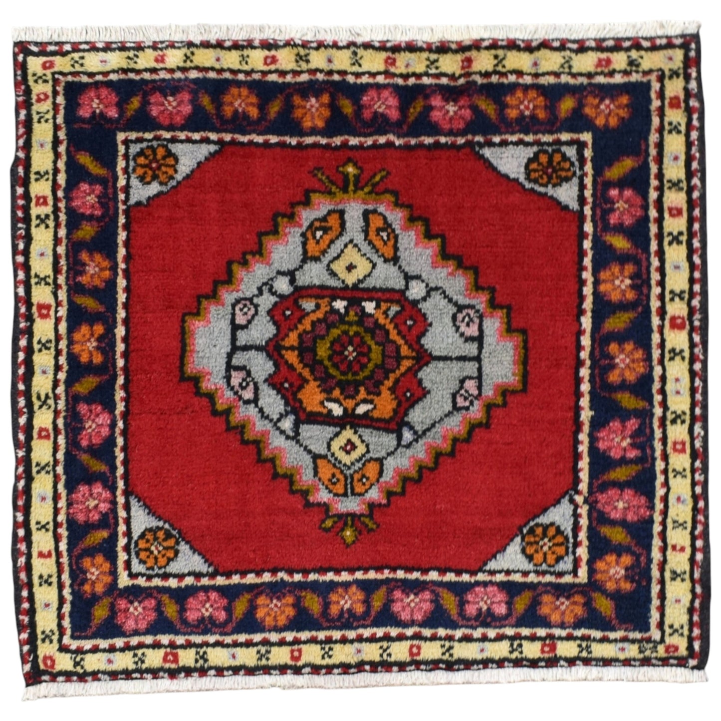 Kilim Antik El Dokuma Cappadocia Köşe Minderi Kare Yün Halı 0794 - Yeni - Çok Renkli