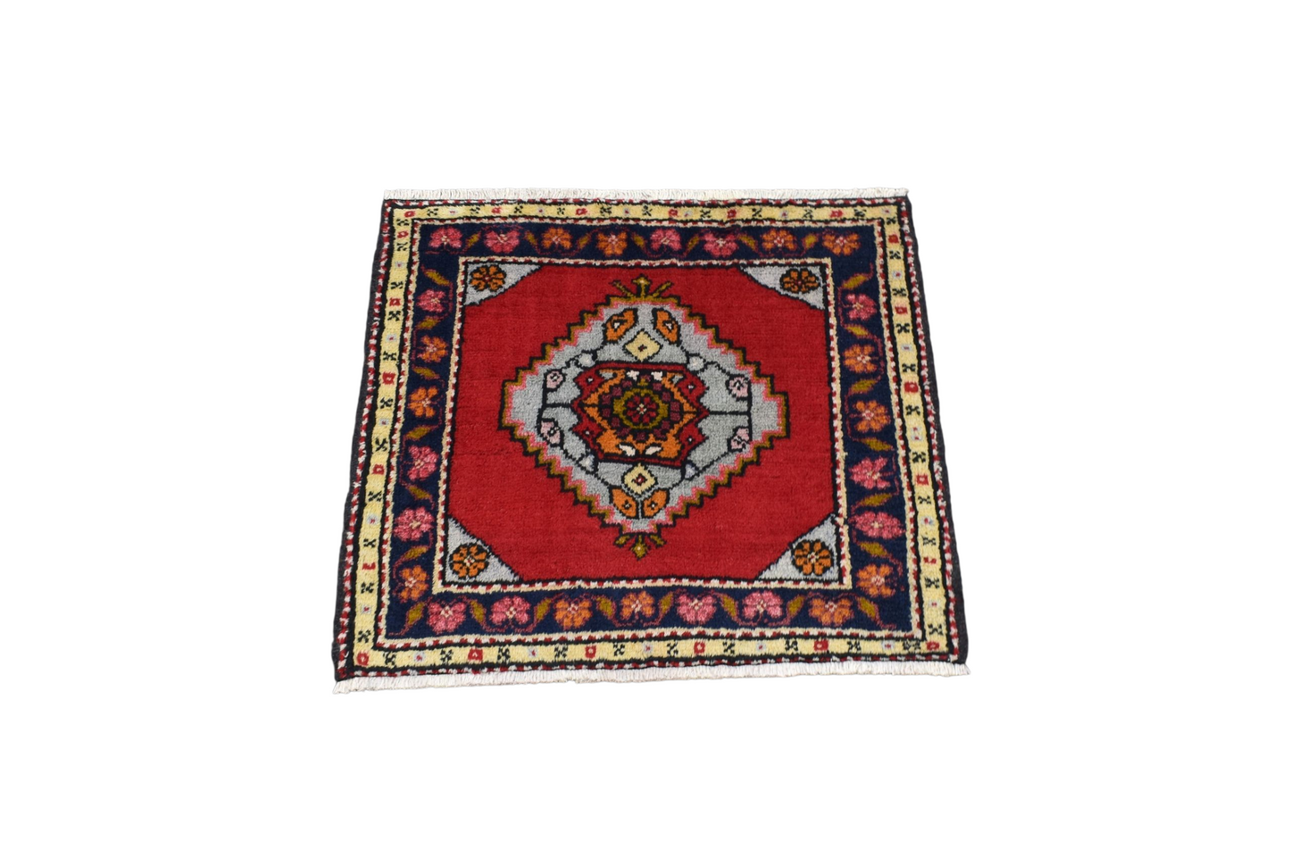 Kilim Antik El Dokuma Cappadocia Köşe Minderi Kare Yün Halı 0794 - Yeni - Çok Renkli