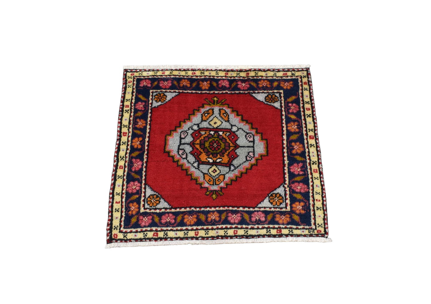 Kilim Antik El Dokuma Cappadocia Köşe Minderi Kare Yün Halı 0794 - Yeni - Çok Renkli