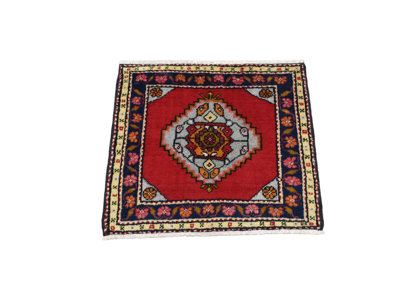 Kilim Antik El Dokuma Cappadocia Köşe Minderi Kare Yün Halı 0794 - Yeni - Çok Renkli