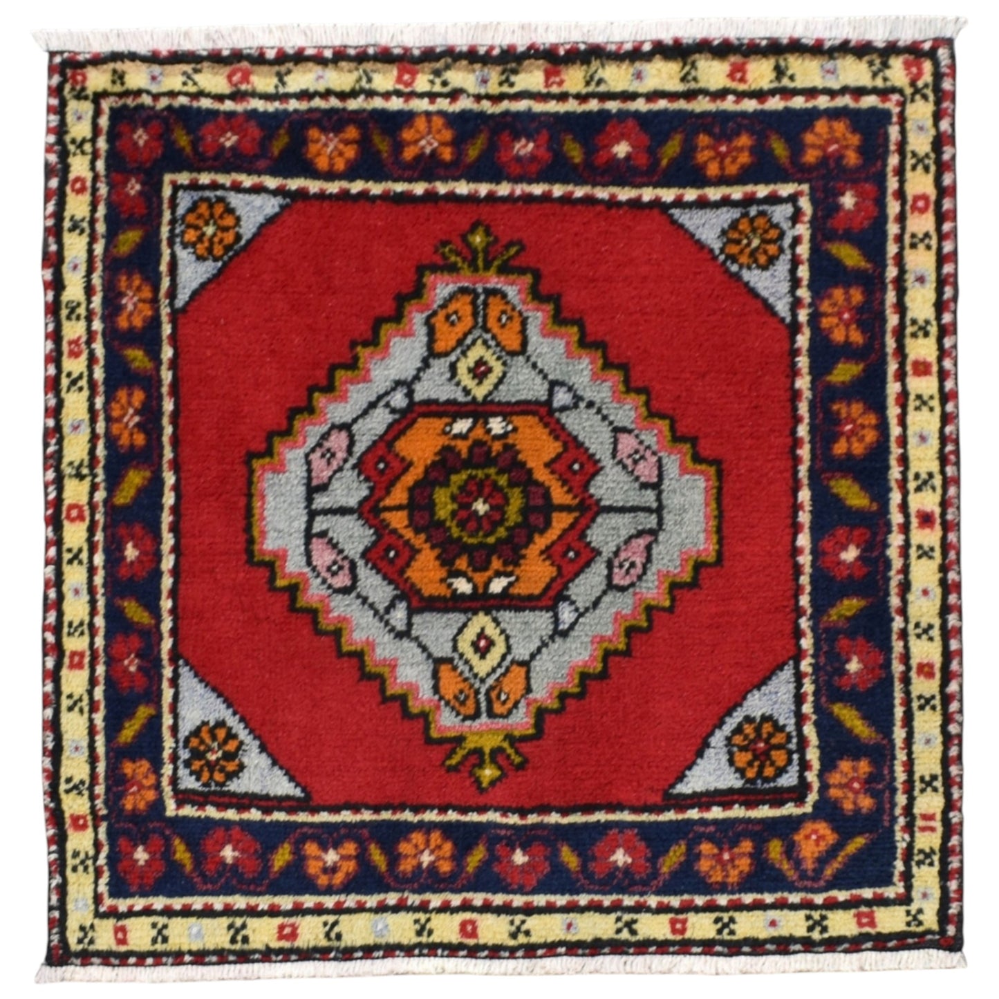 Kilim Antik El Dokuma Cappadocia Köşe Minderi Kare Yün Halı 0796 - Yeni - Çok Renkli