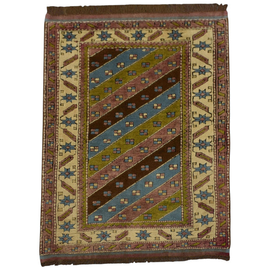 Kilim Antik El Dokuma Kabartmalı Şal Kars Yörük Yün Halı 0801 - Yeni - Çok Renkli