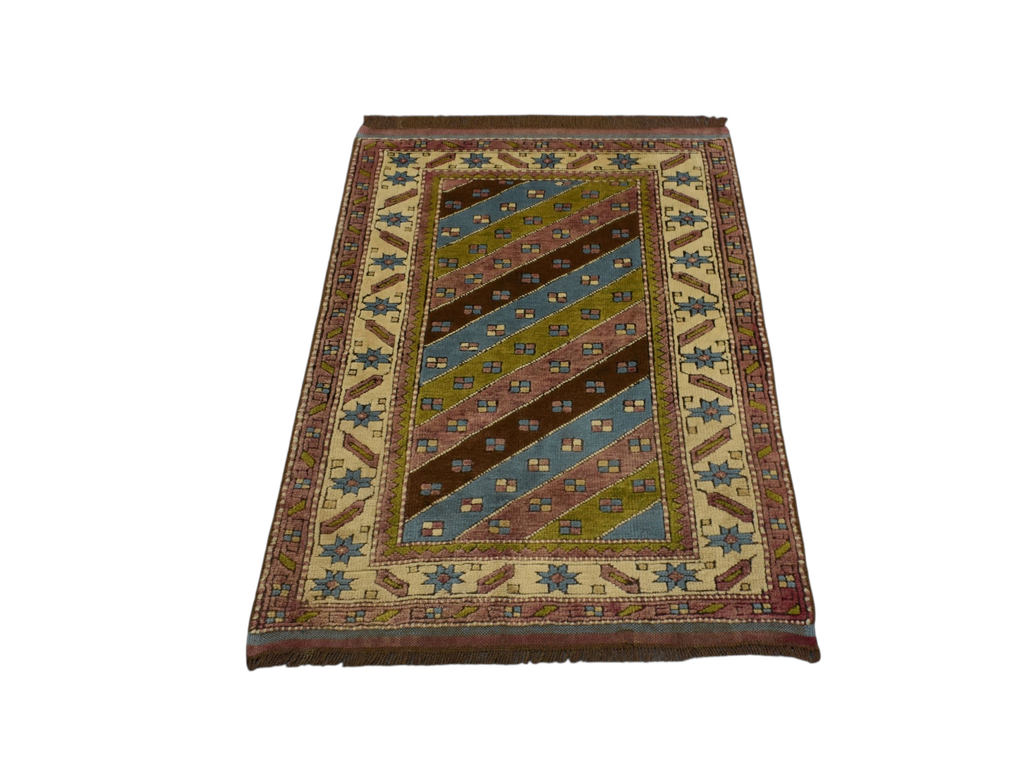 Kilim Antik El Dokuma Kabartmalı Şal Kars Yörük Yün Halı 0801 - Yeni - Çok Renkli