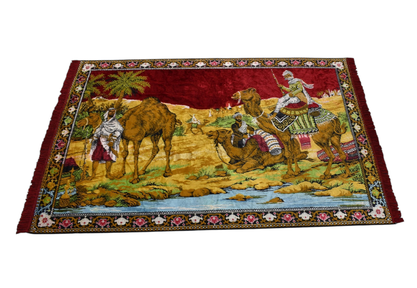 Kilim Antik Sahra Tasvirli Deve Temalı Duvar Halısı 0802 - Yeni - Çok Renkli