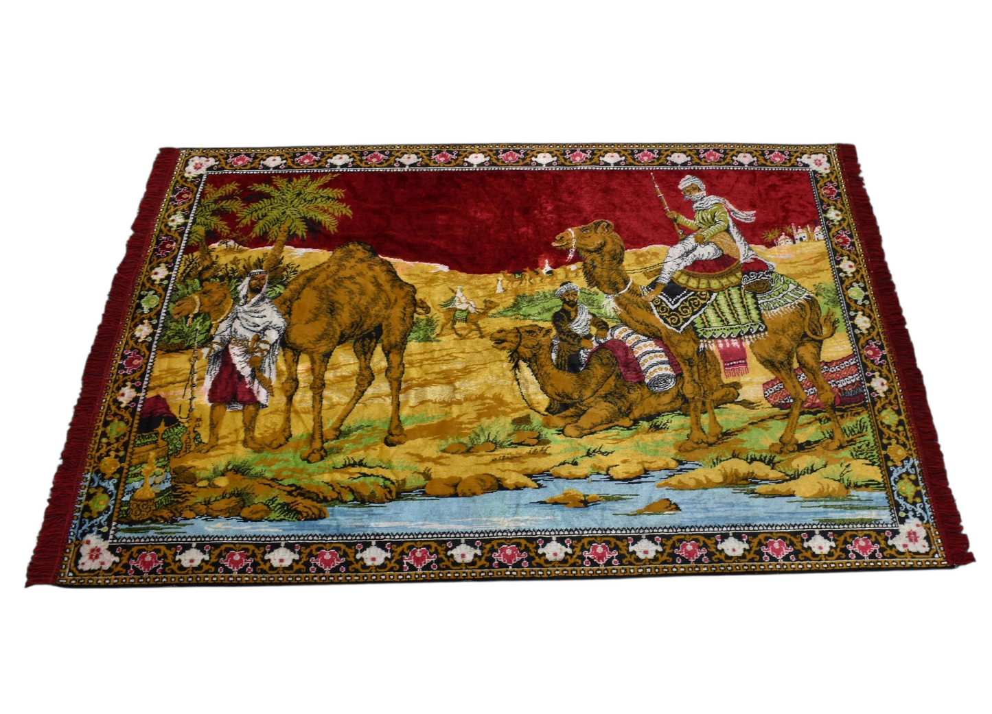 Kilim Antik Sahra Tasvirli Deve Temalı Duvar Halısı 0802 - Yeni - Çok Renkli