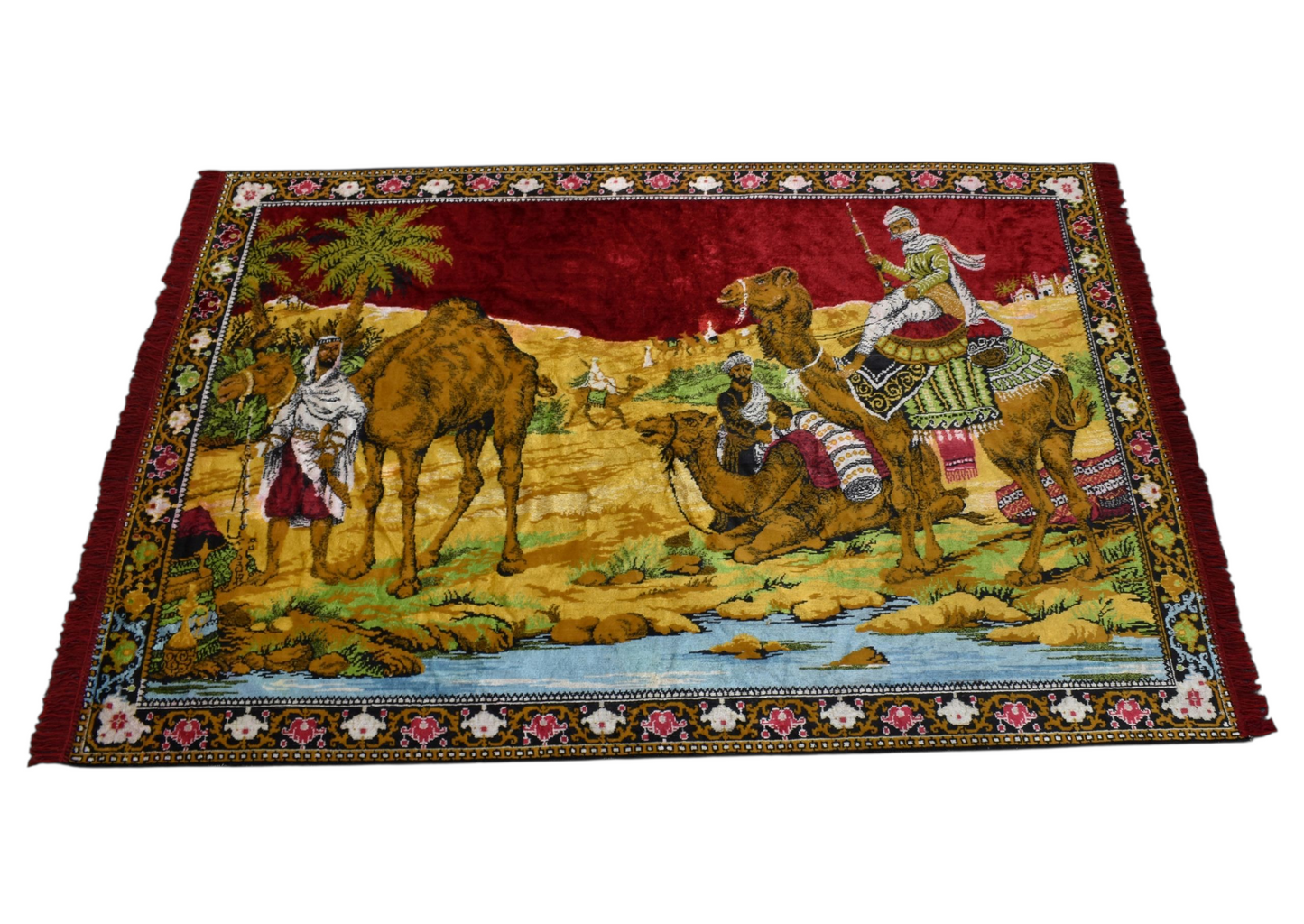 Kilim Antik Sahra Tasvirli Deve Temalı Duvar Halısı 0802 - Yeni - Çok Renkli