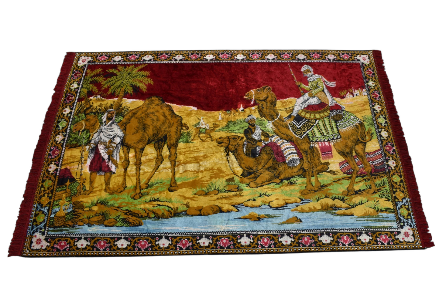 Kilim Antik Sahra Tasvirli Deve Temalı Duvar Halısı 0802 - Yeni - Çok Renkli