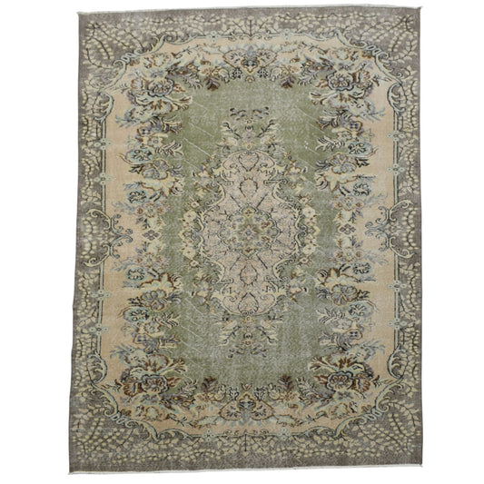 Kilim Antik Eskitme El Dokuma Güllü Çiçekli Yün Halı 0805 - Vintage - Çok Renkli