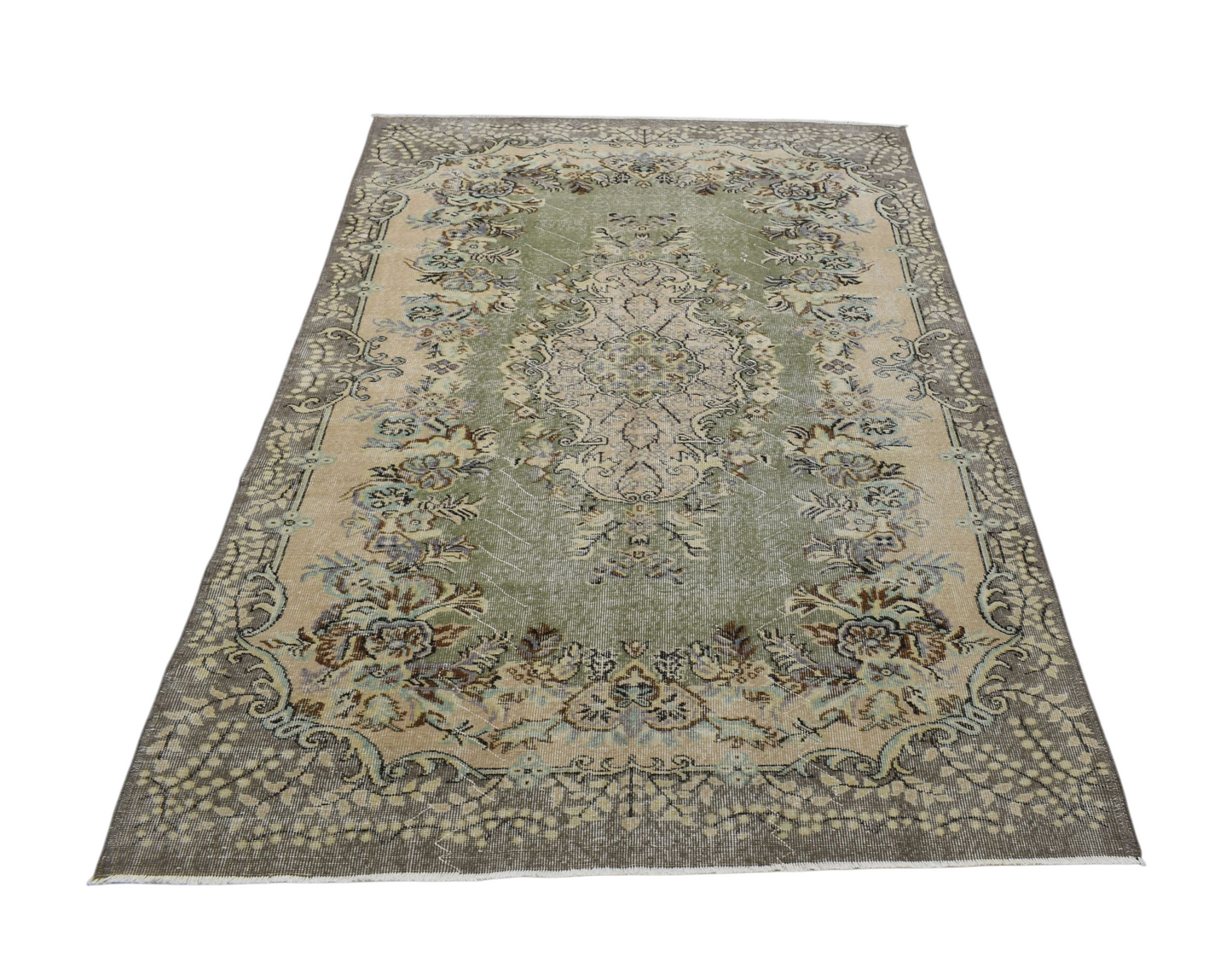 Kilim Antik Eskitme El Dokuma Güllü Çiçekli Yün Halı 0805 - Vintage - Çok Renkli