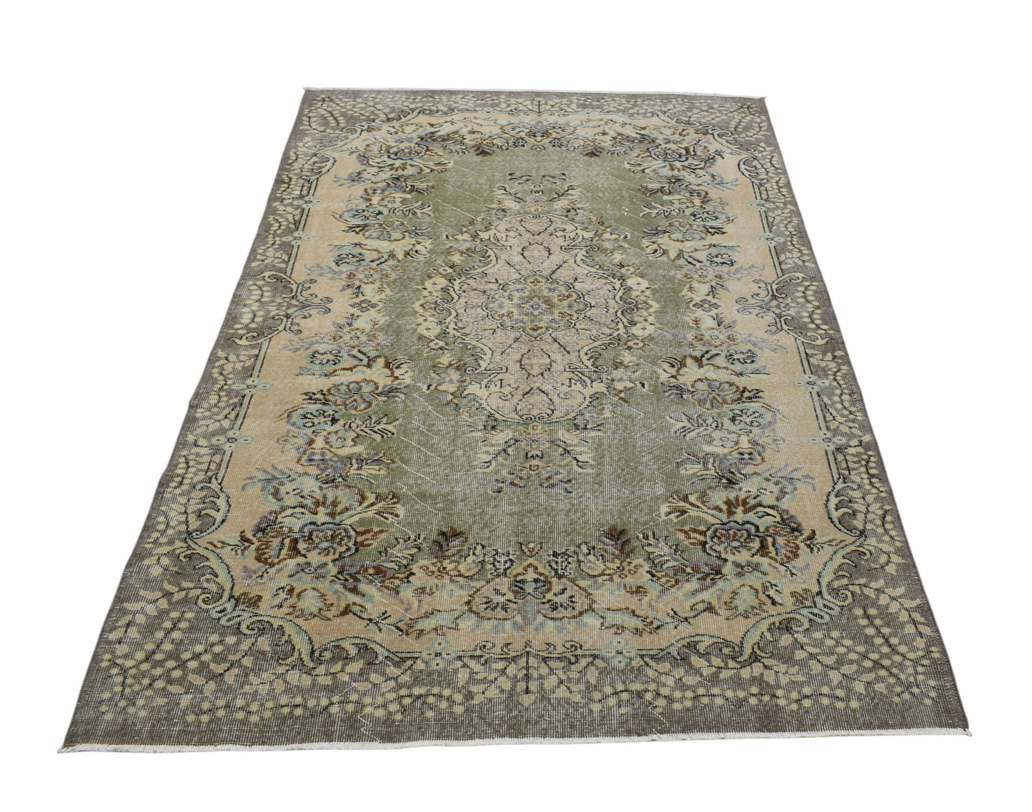 Kilim Antik Eskitme El Dokuma Güllü Çiçekli Yün Halı 0805 - Vintage - Çok Renkli