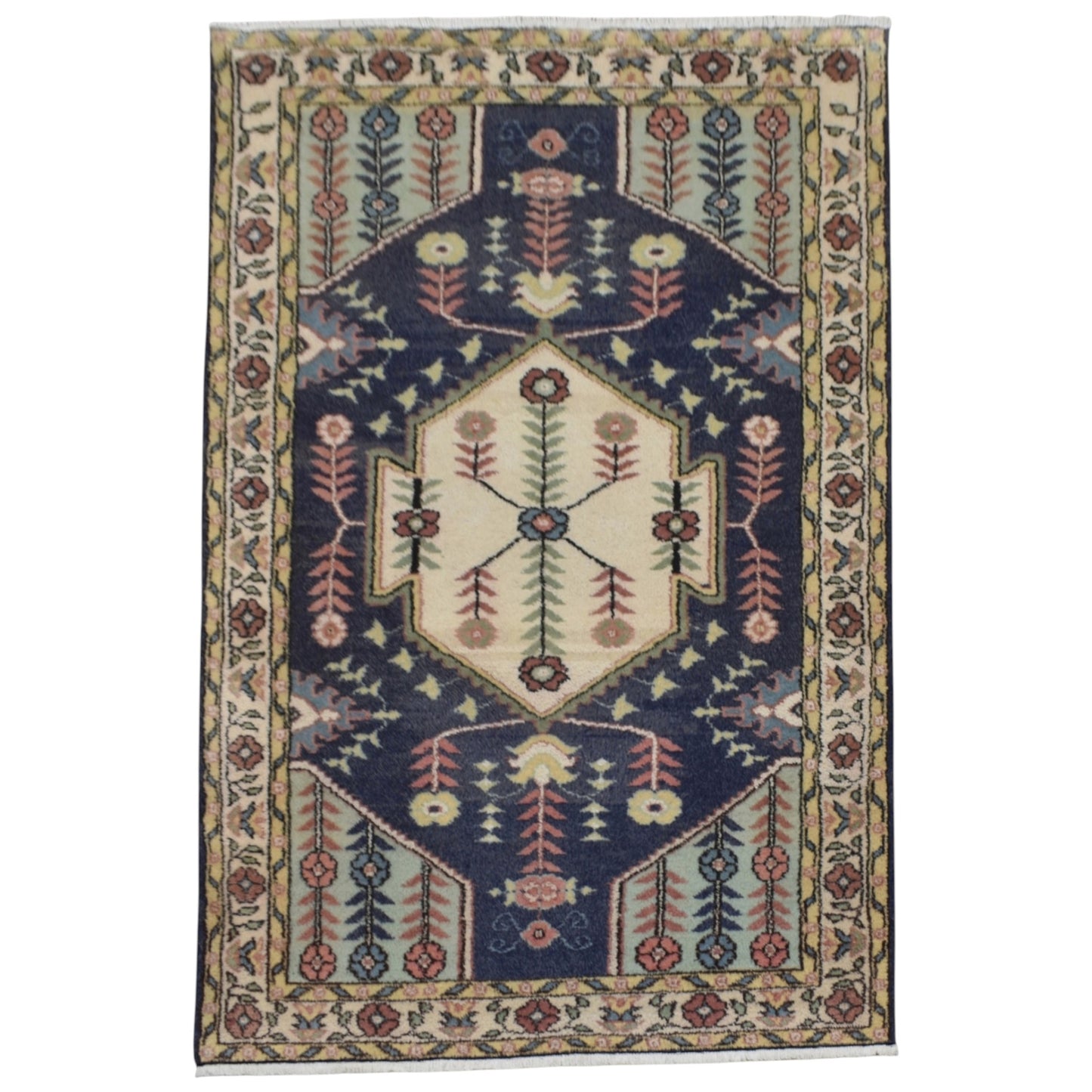 Kilim Antik El Dokuma Pastel Sümerbank Burdur Yün Salon Halısı 0806 - Yeni - Lacivert