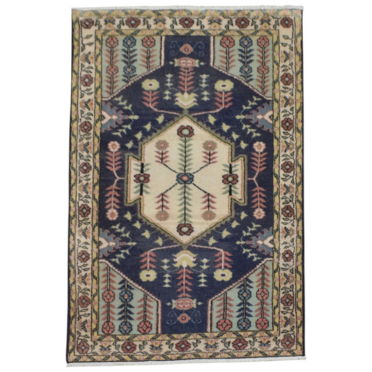 Kilim Antik El Dokuma Pastel Sümerbank Burdur Yün Salon Halısı 0806 - Yeni - Lacivert