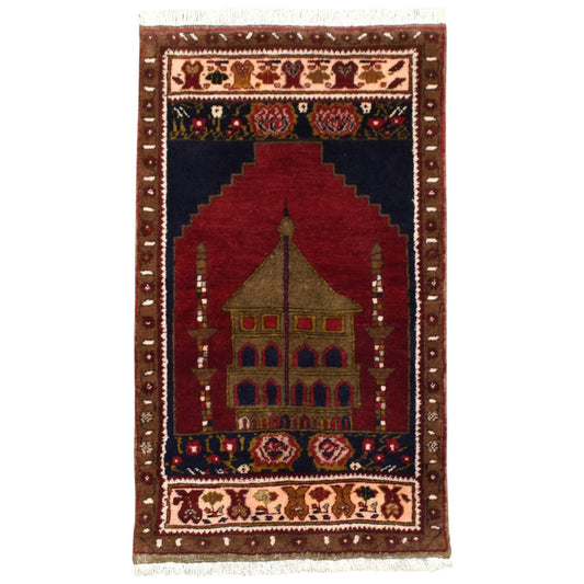 Kilim Antik El Dokuma Seccade Mihraplı Namazlık Ihlara Vadisi Yün Halı 0810 - Yeni - Çok Renkli