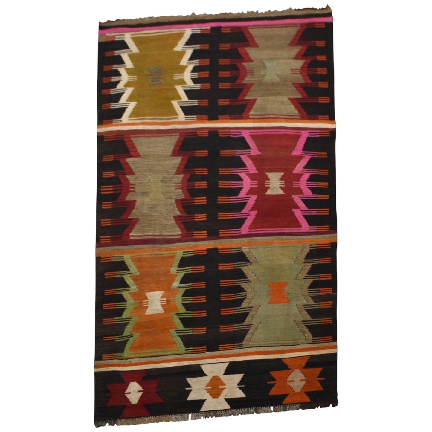 Kilim Antik El Dokuma Cerit Yörükleri Meşhed İran Yün Kilim 0811 - Yeni - Çok Renkli