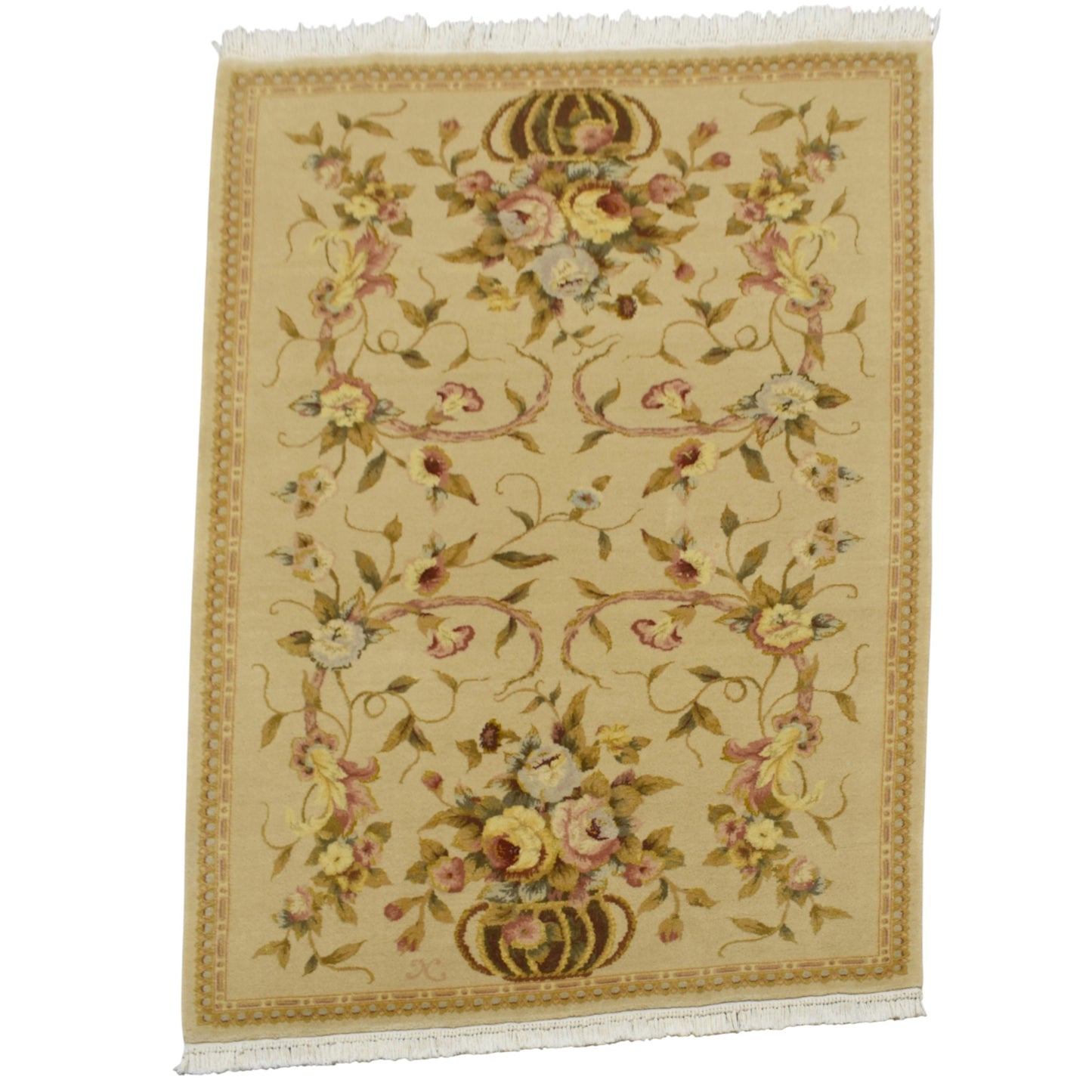 Kilim Antik El Dokuma Vazolu İsfahan İran Yün Salon Halısı 0812 - Yeni - Çok Renkli