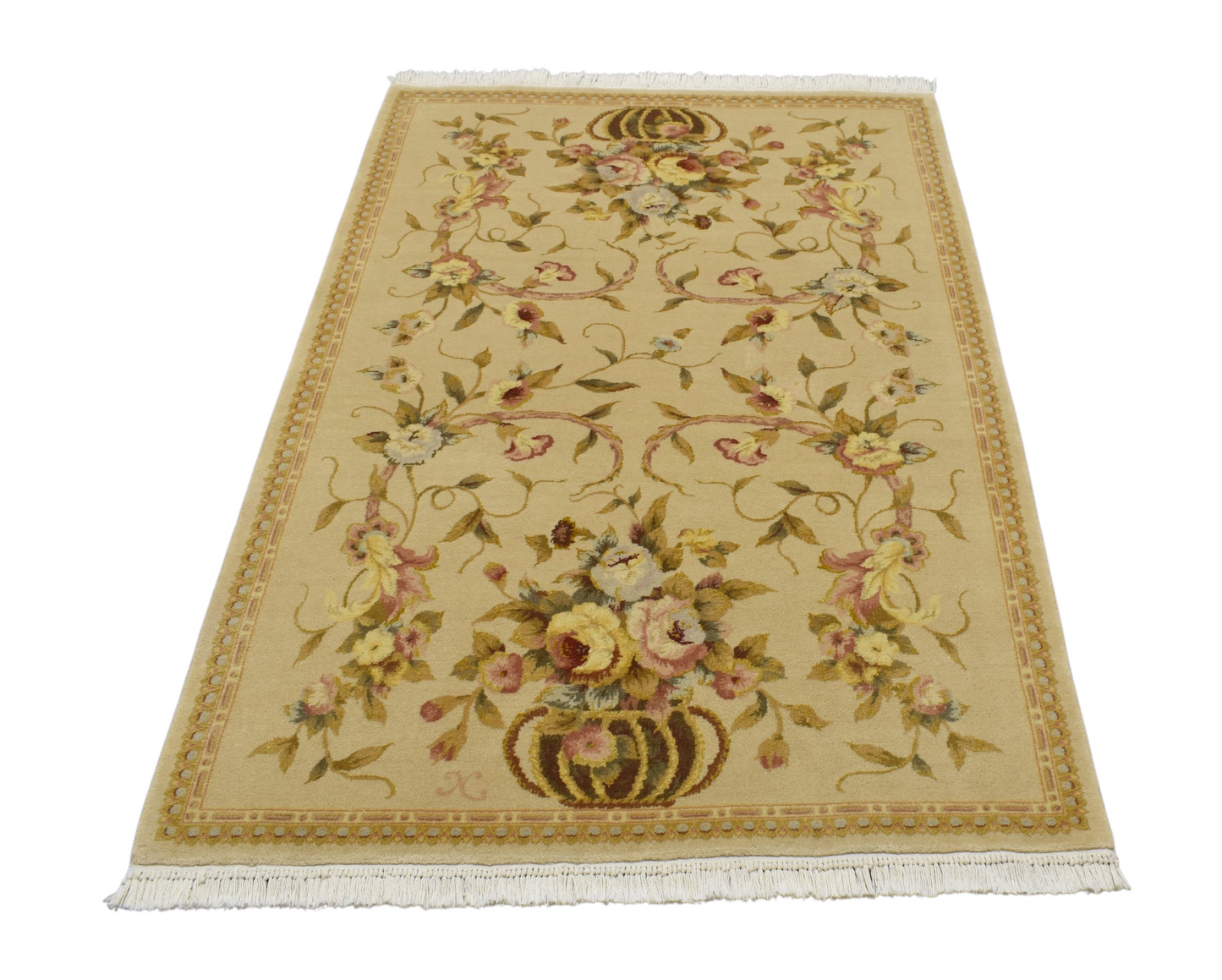 Kilim Antik El Dokuma Vazolu İsfahan İran Yün Salon Halısı 0812 - Yeni - Çok Renkli