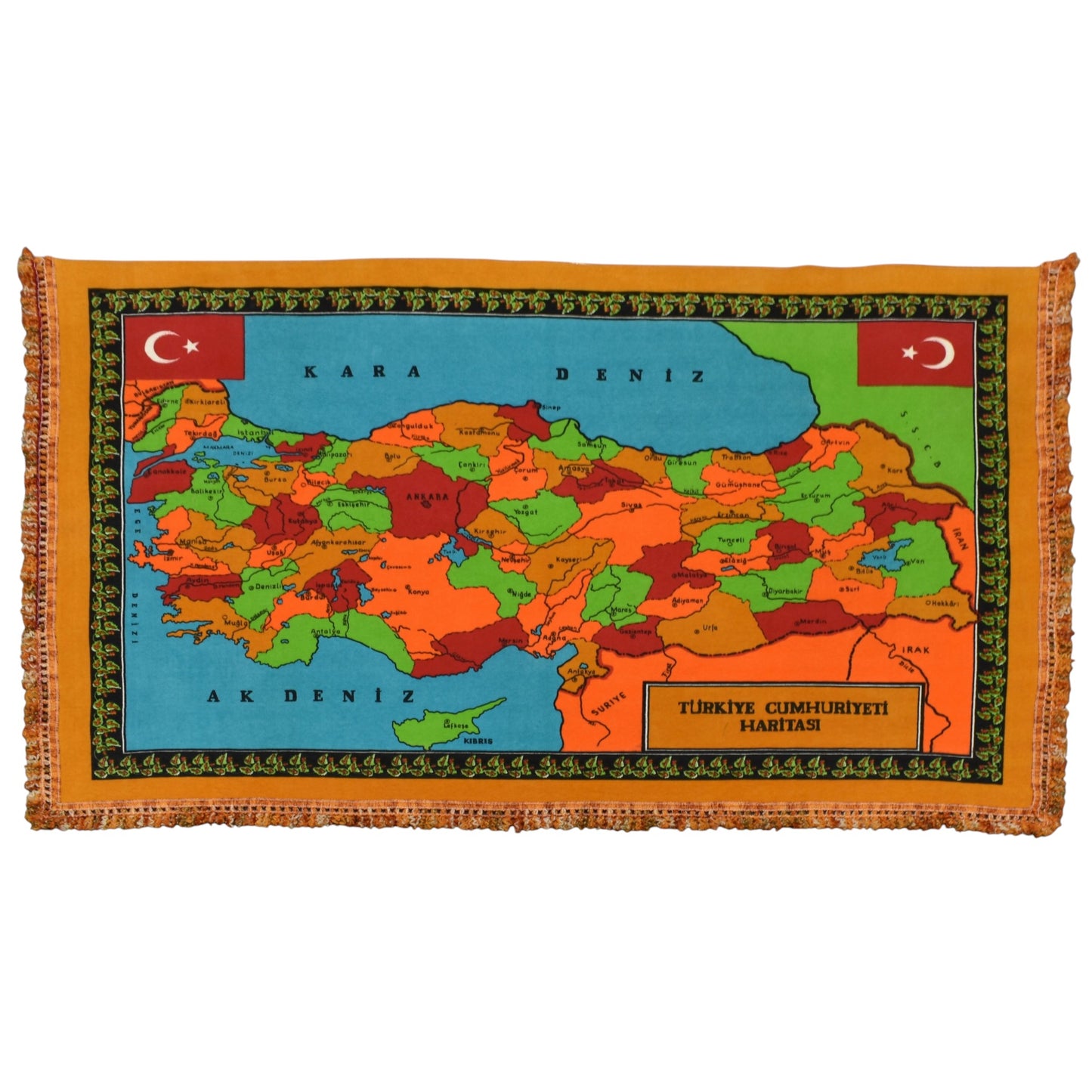 Kilim Antik Baskı Atlas Türkiye Haritası Duvar Halısı 0818 - Antika - Çok Renkli