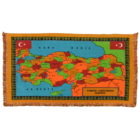 Kilim Antik Baskı Atlas Türkiye Haritası Duvar Halısı 0818 - Antika - Çok Renkli