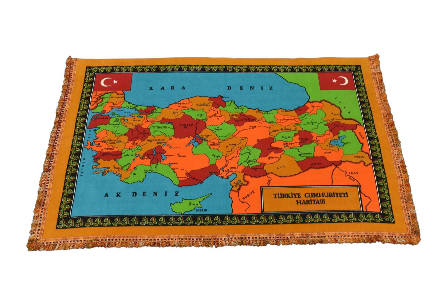 Kilim Antik Baskı Atlas Türkiye Haritası Duvar Halısı 0818 - Antika - Çok Renkli