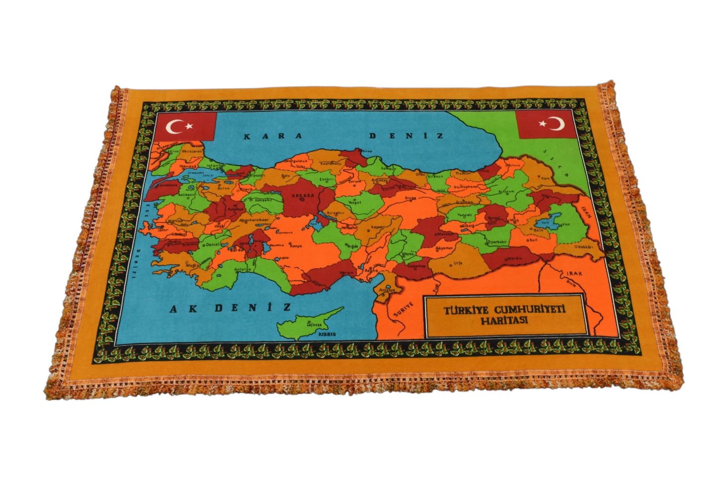 Kilim Antik Baskı Atlas Türkiye Haritası Duvar Halısı 0818 - Antika - Çok Renkli