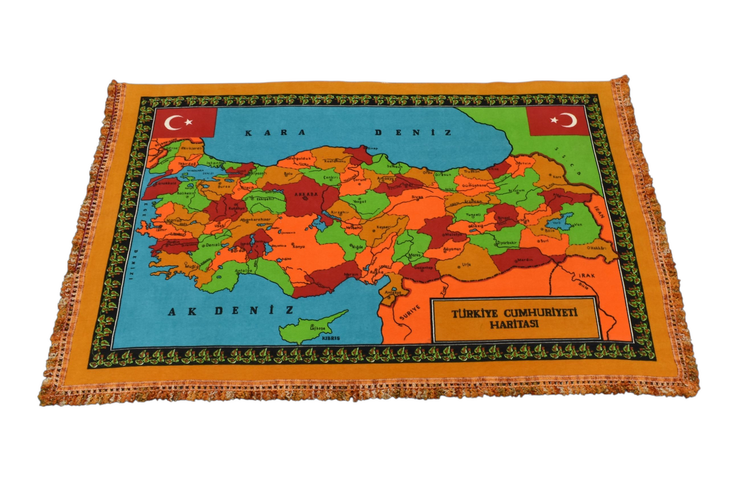 Kilim Antik Baskı Atlas Türkiye Haritası Duvar Halısı 0818 - Antika - Çok Renkli