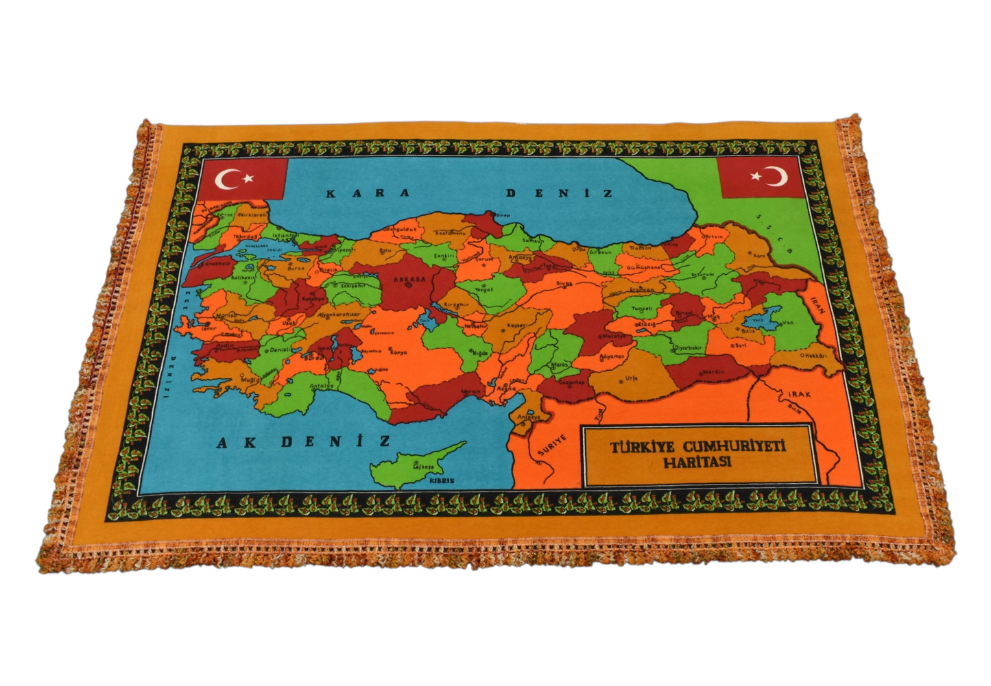 Kilim Antik Baskı Atlas Türkiye Haritası Duvar Halısı 0818 - Antika - Çok Renkli