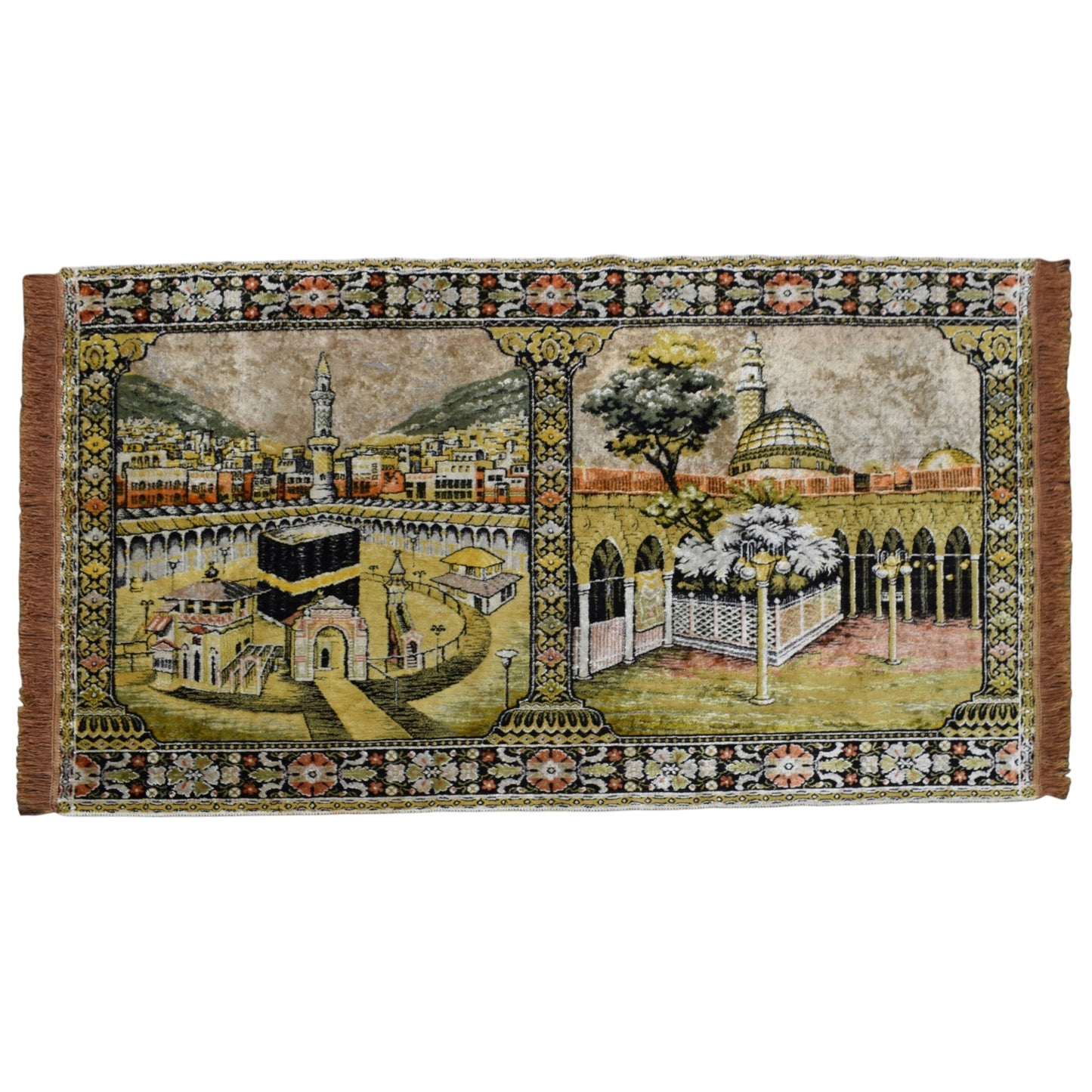 Kilim Antik Manzara Kabe-i Muazzama Tasvirli Pastel Duvar Halısı 0819 - Antika - Çok Renkli