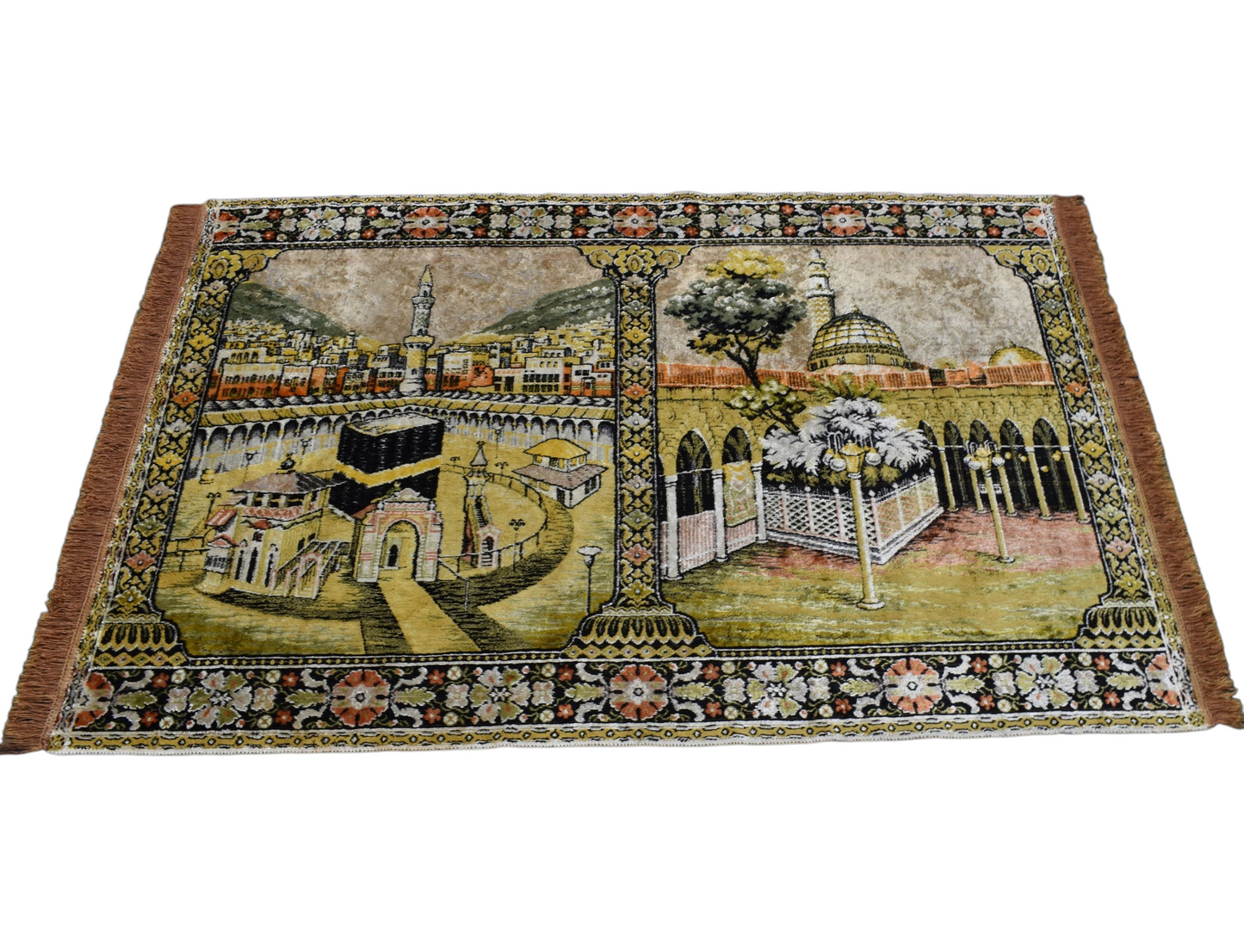 Kilim Antik Manzara Kabe-i Muazzama Tasvirli Pastel Duvar Halısı 0819 - Antika - Çok Renkli