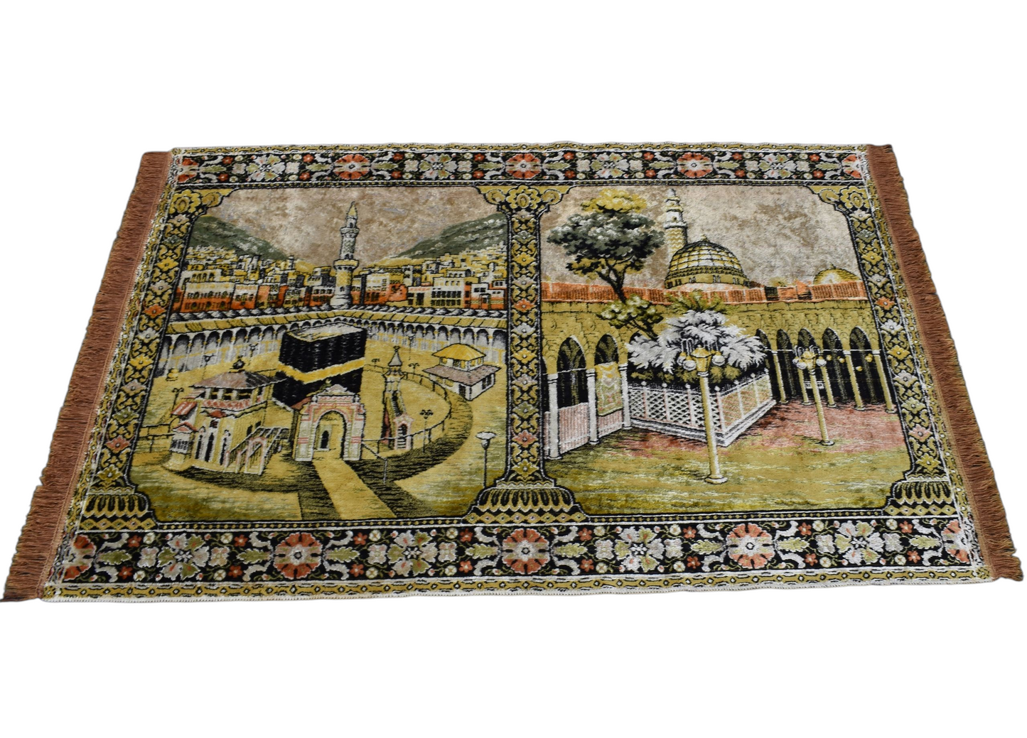 Kilim Antik Manzara Kabe-i Muazzama Tasvirli Pastel Duvar Halısı 0819 - Antika - Çok Renkli