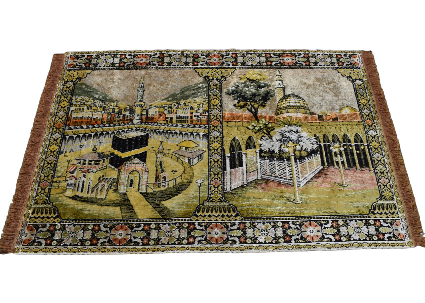 Kilim Antik Manzara Kabe-i Muazzama Tasvirli Pastel Duvar Halısı 0819 - Antika - Çok Renkli