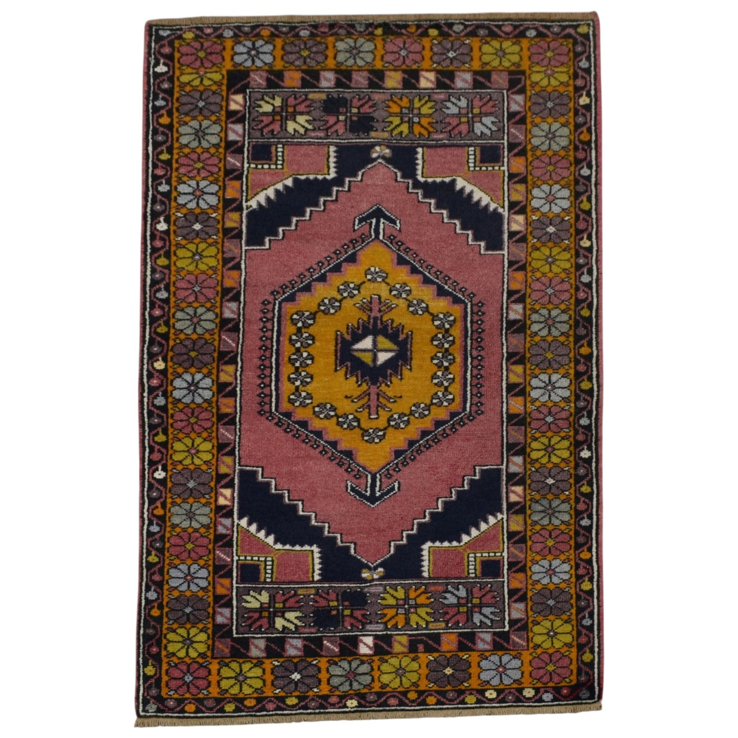 Kilim Antik El Dokuma Pastel Tek Göbek Niğde Ortaköy Yün Halı 0824 - Yeni - Çok Renkli