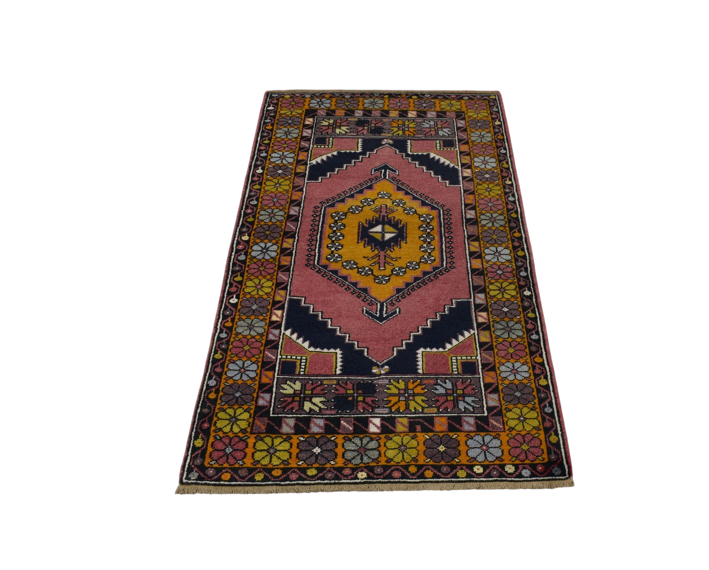 Kilim Antik El Dokuma Pastel Tek Göbek Niğde Ortaköy Yün Halı 0824 - Yeni - Çok Renkli