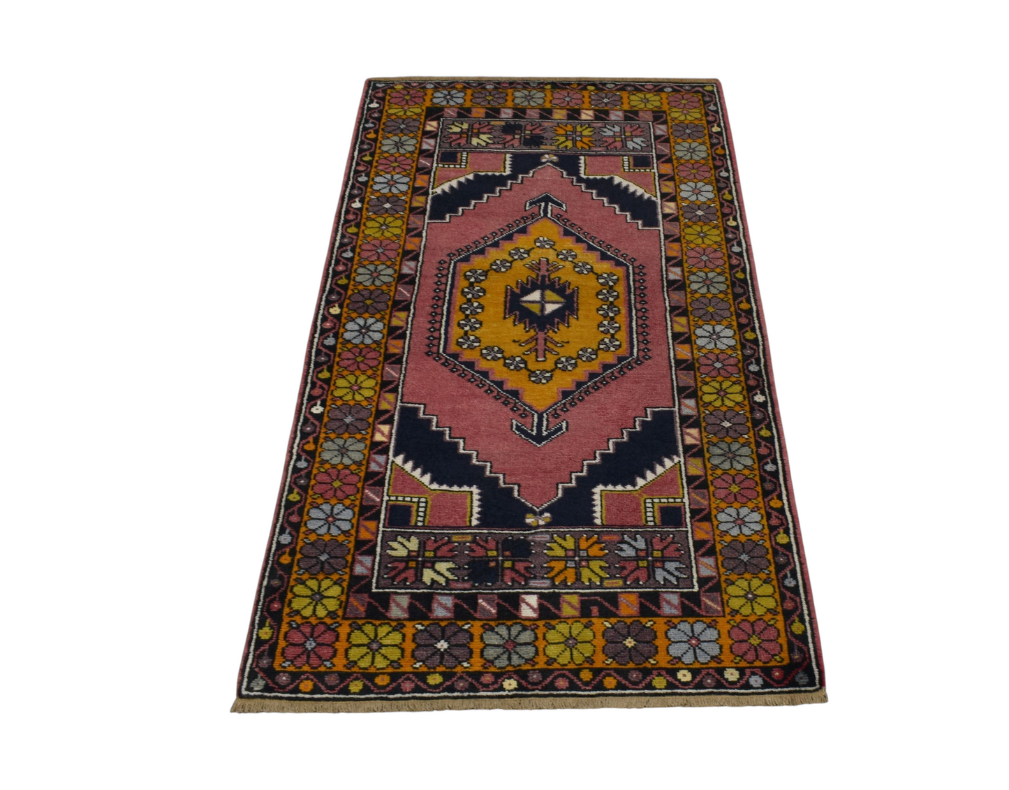 Kilim Antik El Dokuma Pastel Tek Göbek Niğde Ortaköy Yün Halı 0824 - Yeni - Çok Renkli