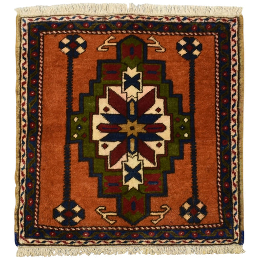 Kilim Antik El Dokuma Aksaray Taşpınar Köşe Minderi Kare Yün Halı 0826 - Yeni - Çok Renkli