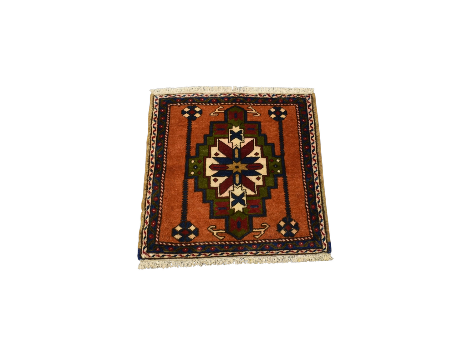 Kilim Antik El Dokuma Aksaray Taşpınar Köşe Minderi Kare Yün Halı 0826 - Yeni - Çok Renkli