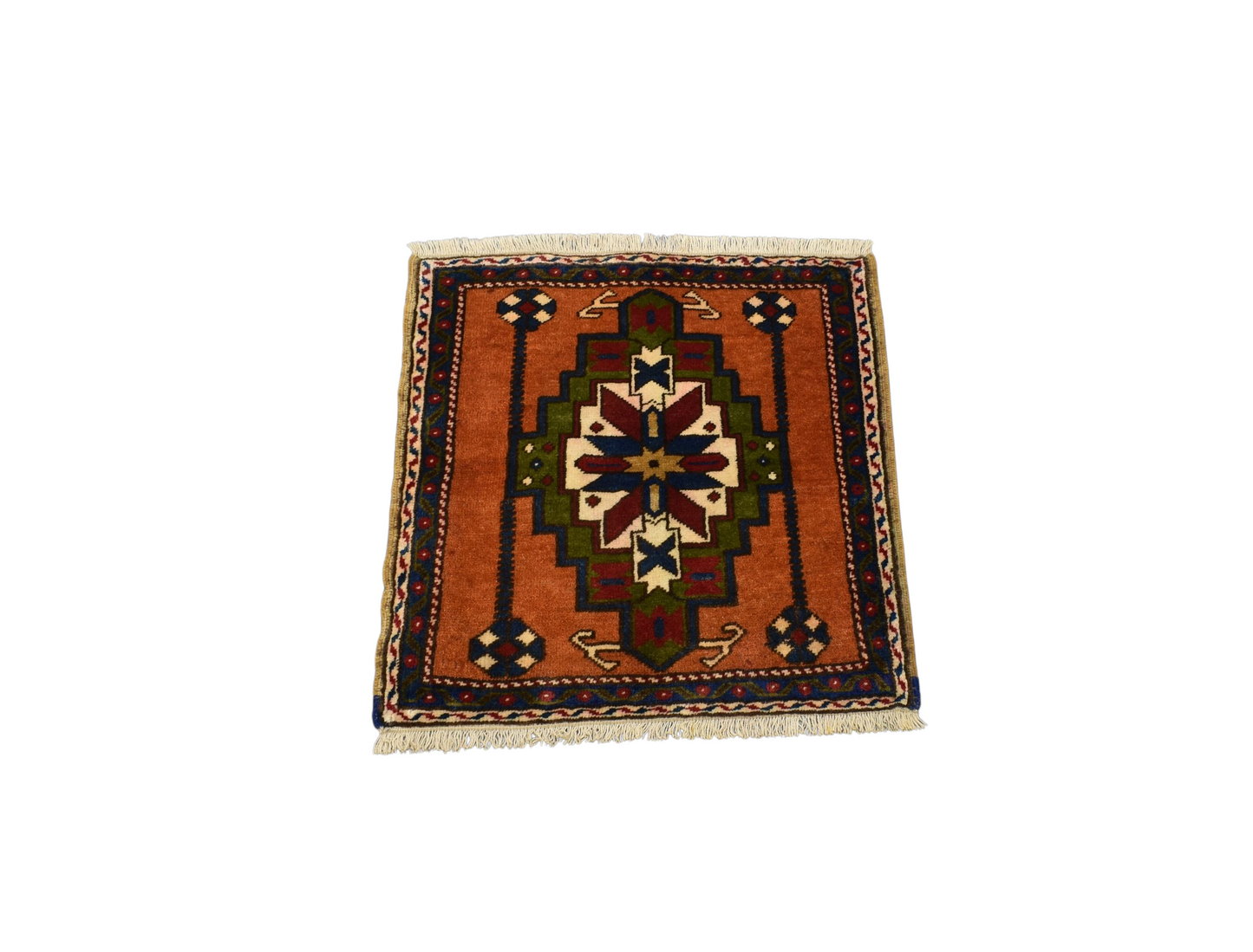 Kilim Antik El Dokuma Aksaray Taşpınar Köşe Minderi Kare Yün Halı 0826 - Yeni - Çok Renkli