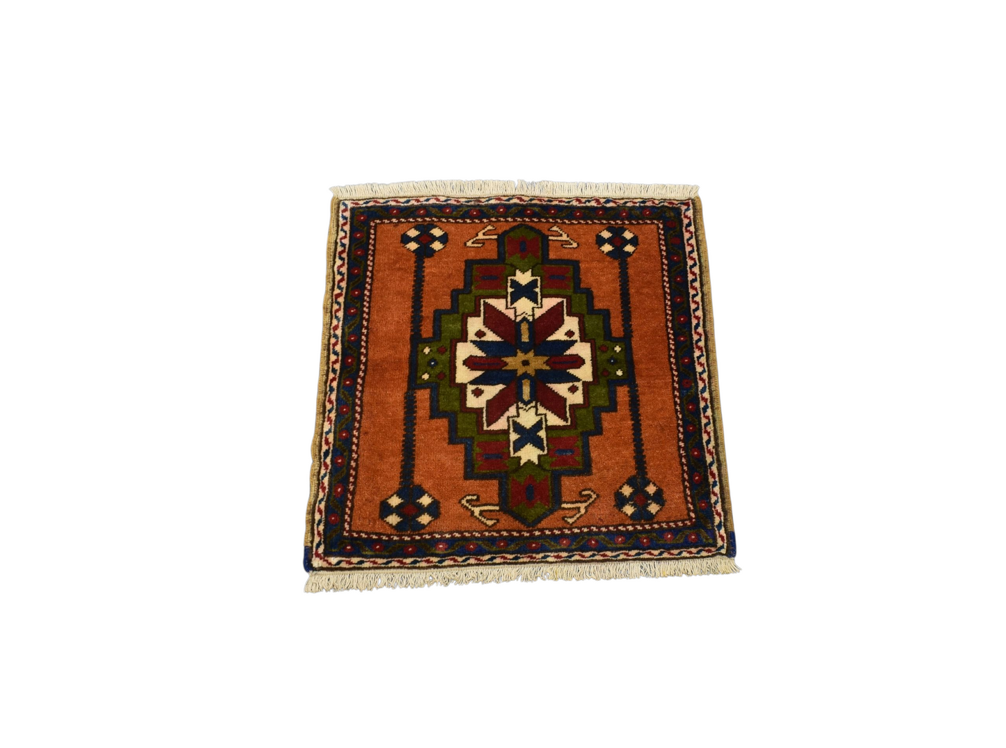 Kilim Antik El Dokuma Aksaray Taşpınar Köşe Minderi Kare Yün Halı 0826 - Yeni - Çok Renkli