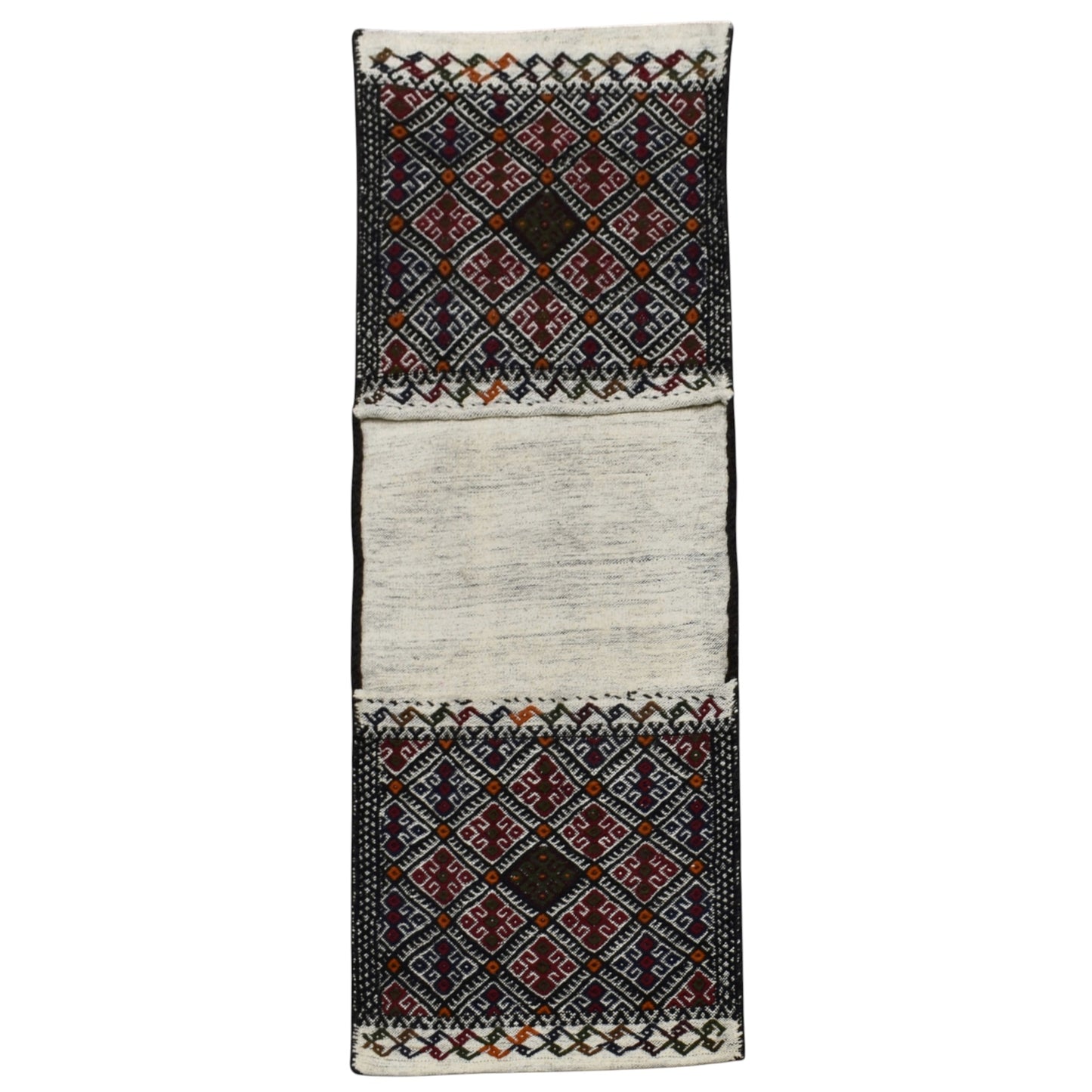 Kilim Antik El Dokuma Çift Gözlü Yörük Pamuklu Yün Kilim Heybe 0827 - Yeni - Çok Renkli