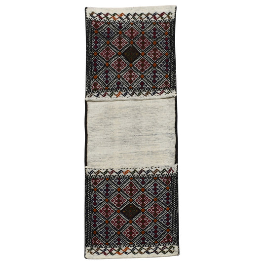 Kilim Antik El Dokuma Çift Gözlü Yörük Pamuklu Yün Kilim Heybe 0827 - Yeni - Çok Renkli