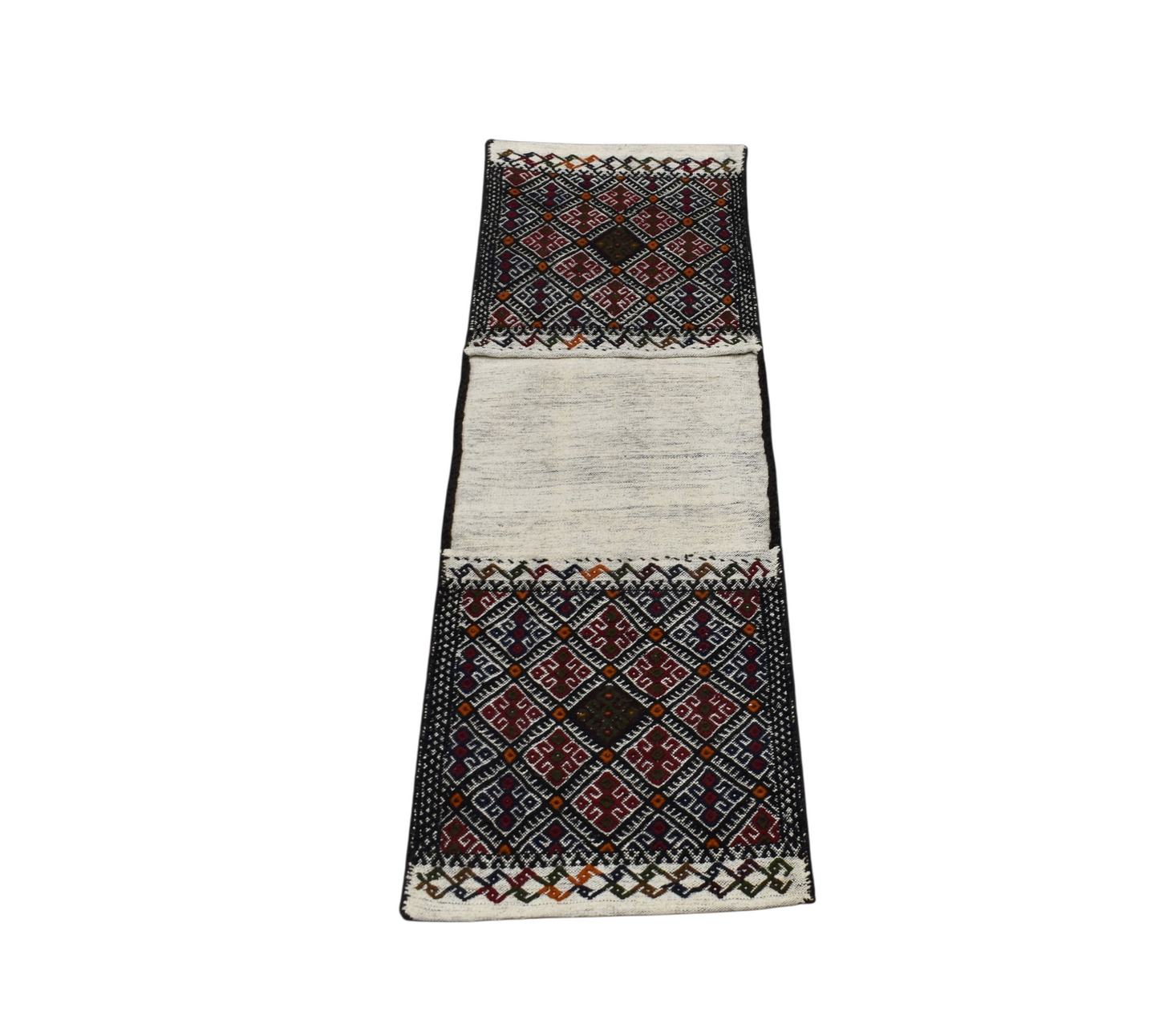 Kilim Antik El Dokuma Çift Gözlü Yörük Pamuklu Yün Kilim Heybe 0827 - Yeni - Çok Renkli
