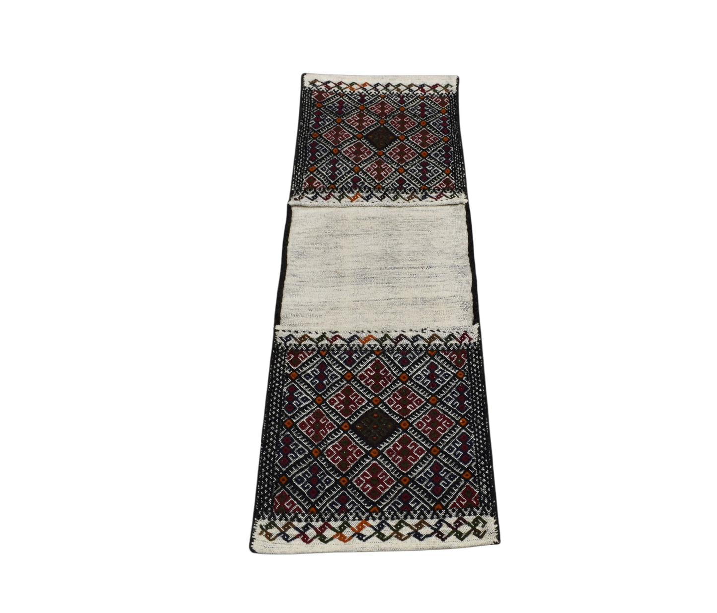 Kilim Antik El Dokuma Çift Gözlü Yörük Pamuklu Yün Kilim Heybe 0827 - Yeni - Çok Renkli