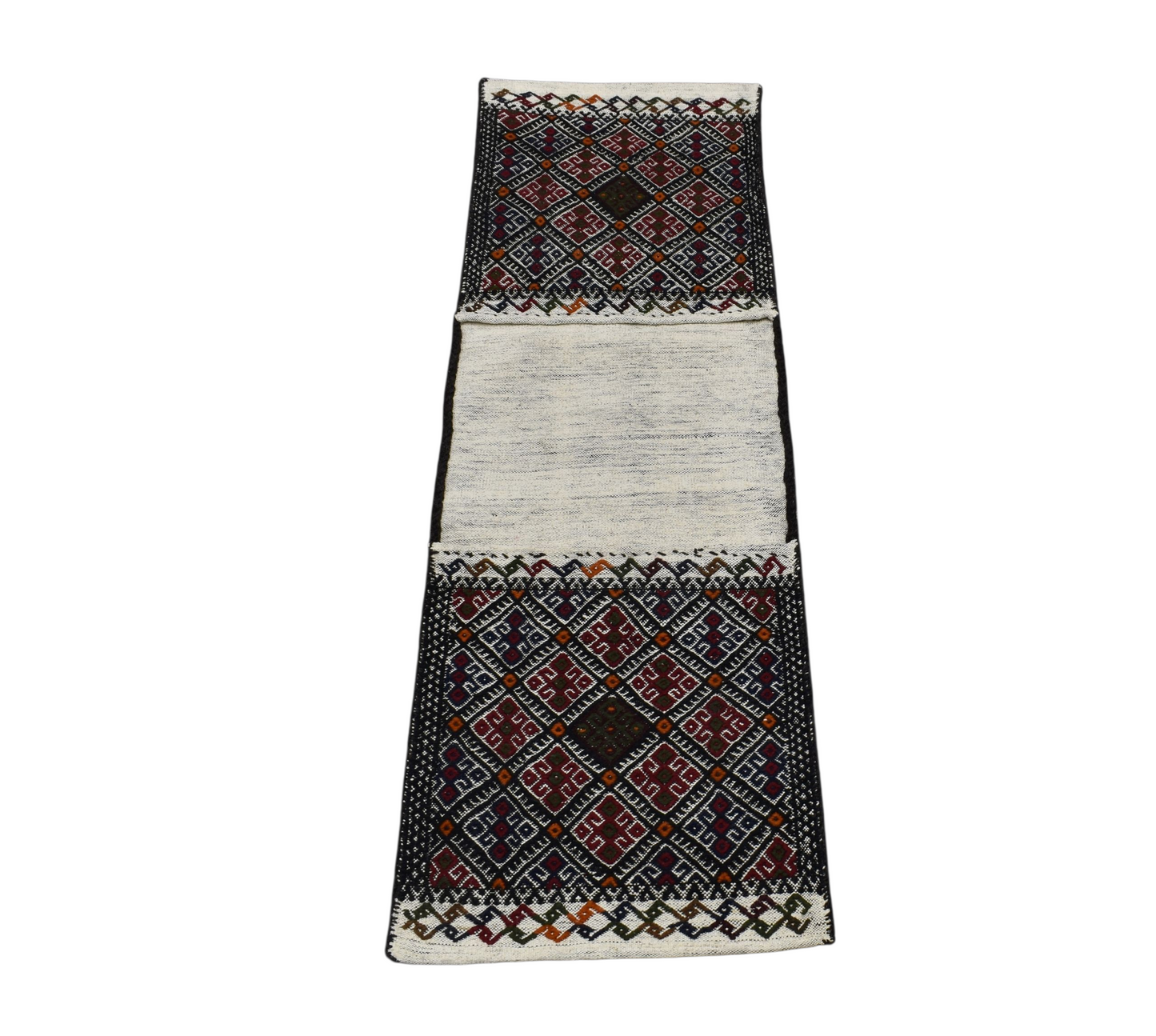 Kilim Antik El Dokuma Çift Gözlü Yörük Pamuklu Yün Kilim Heybe 0827 - Yeni - Çok Renkli
