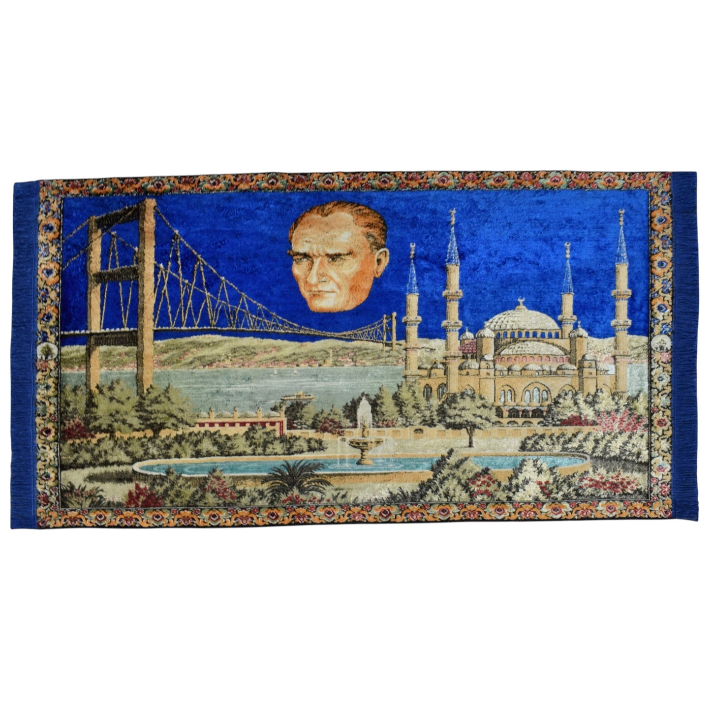 Kilim Antik Ulu Önder Gazi Mustafa Kemal Atatürk Tasvirli Duvar Halısı 0831 - Vintage - Çok Renkli