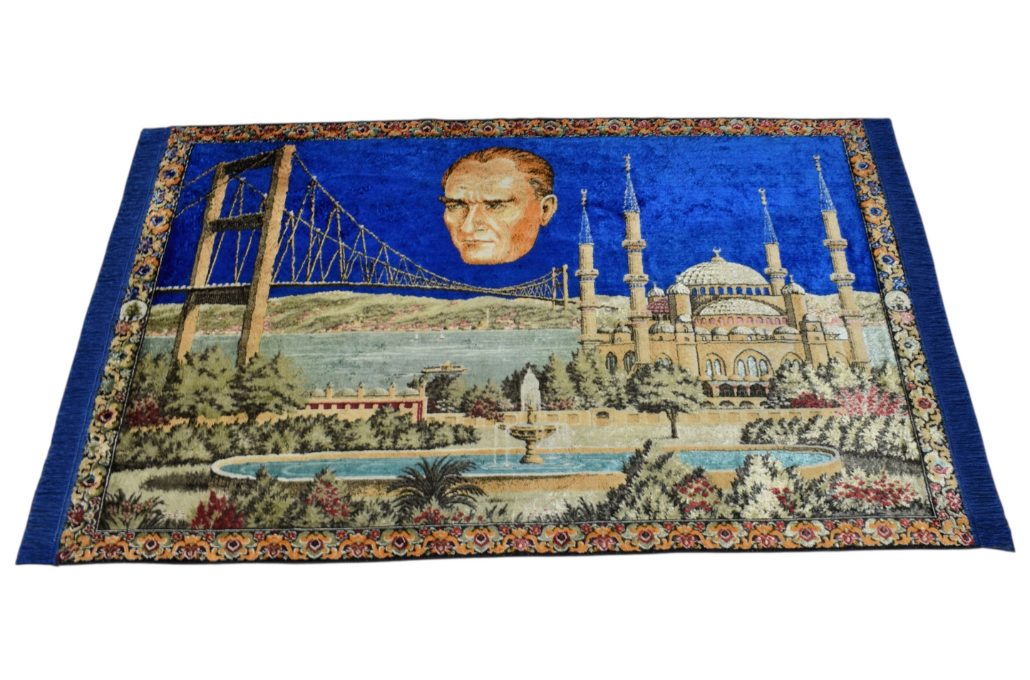 Kilim Antik Ulu Önder Gazi Mustafa Kemal Atatürk Tasvirli Duvar Halısı 0831 - Vintage - Çok Renkli