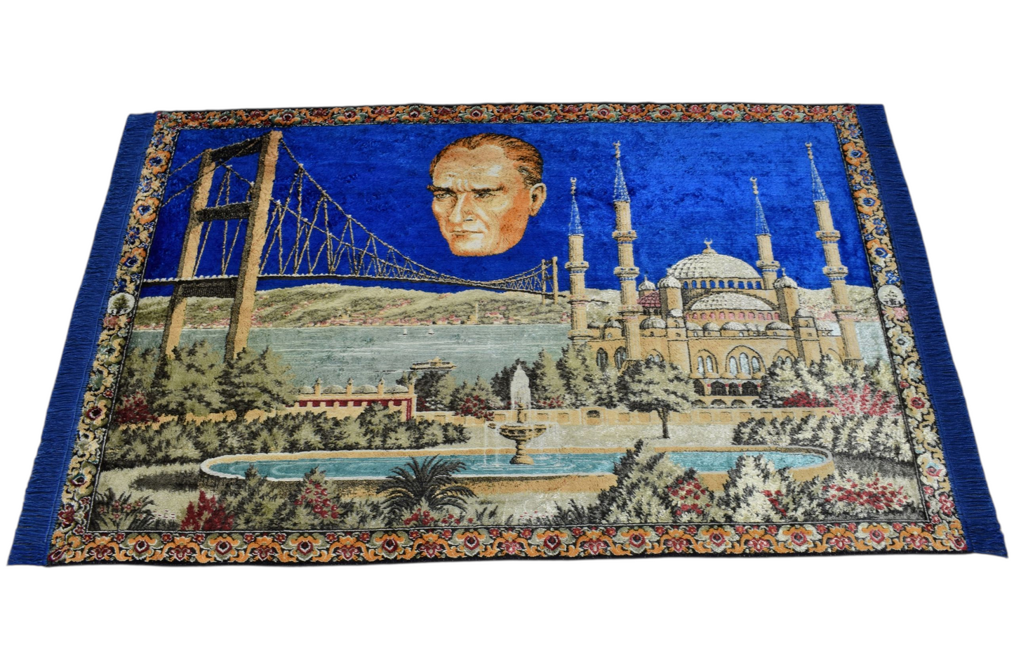 Kilim Antik Ulu Önder Gazi Mustafa Kemal Atatürk Tasvirli Duvar Halısı 0831 - Vintage - Çok Renkli