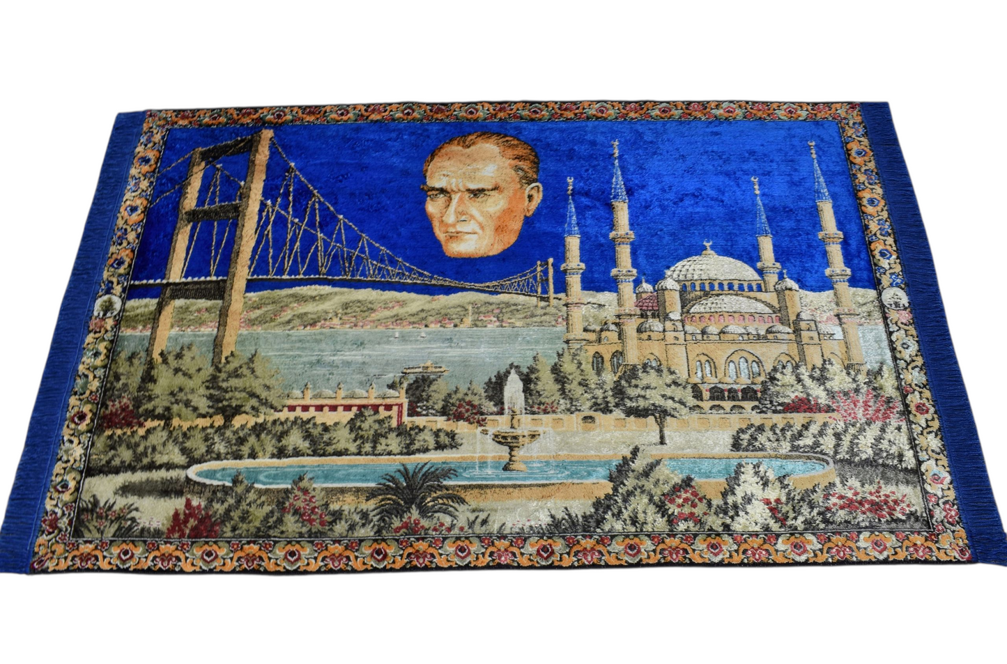 Kilim Antik Ulu Önder Gazi Mustafa Kemal Atatürk Tasvirli Duvar Halısı 0831 - Vintage - Çok Renkli